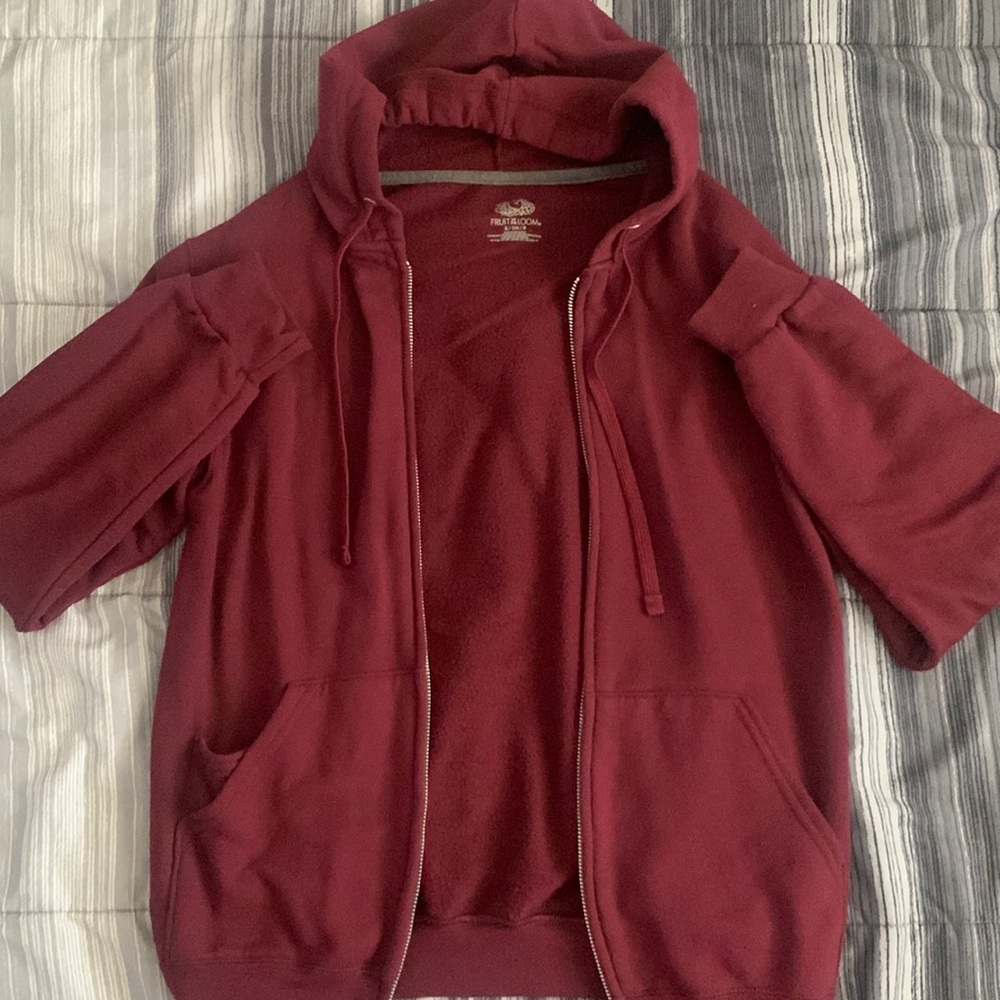 Fruit of the Loom Burgundy Plain Zip-Up Hoodie Size S (Small)